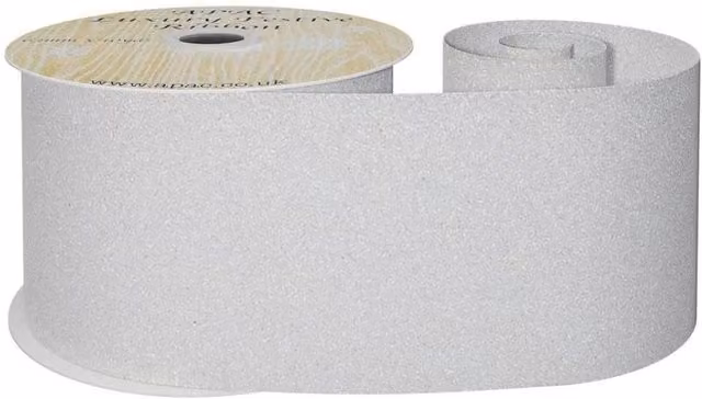 KDMD Iridescent Glitter Ribbon in Silver, Width: 6.3 cm, Length: 9.14 m