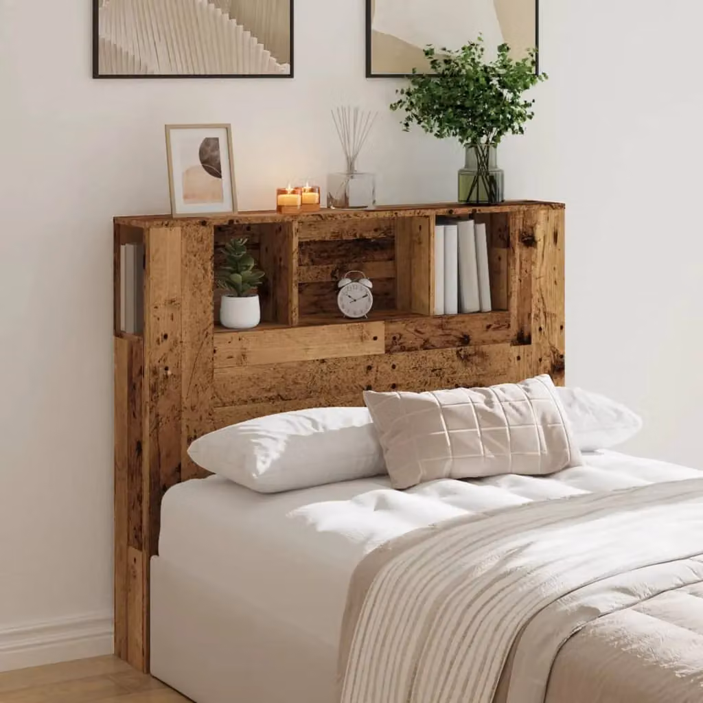 Berkfield Home Headboard Cabinet in Old Wood Brown, W: 120 cm, D: 19 cm, H: 104.5 cm – 3