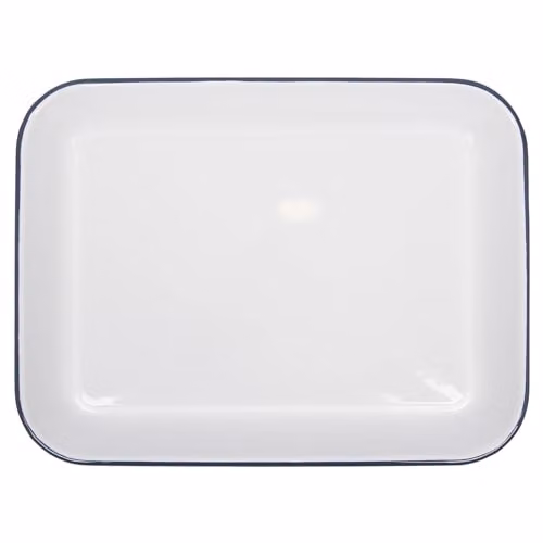 Argon Tableware White and Blue Enamel Rectangular Baking Sheet, W: 34 cm x D: 26 cm – 1