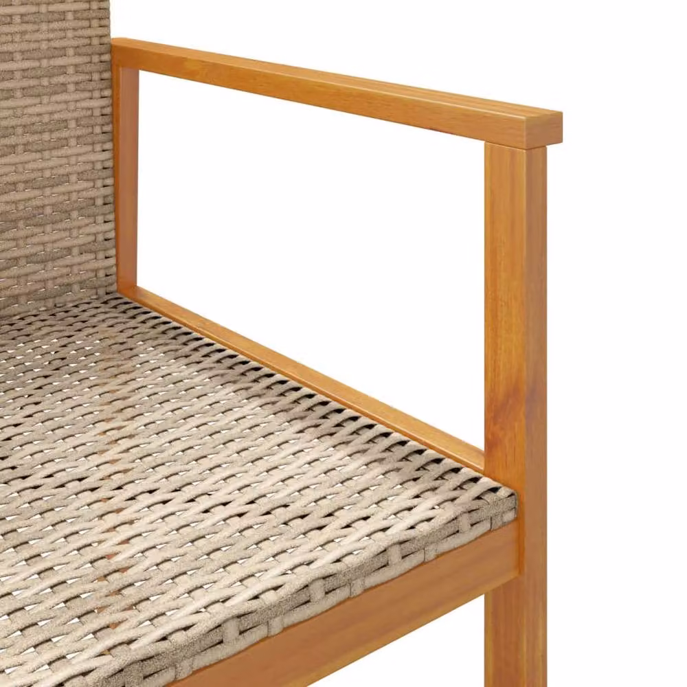 Berkfield Home Beautiful Garden Chairs, Set of 2, Beige Poly Rattan and Oiled Acacia Wood – 5