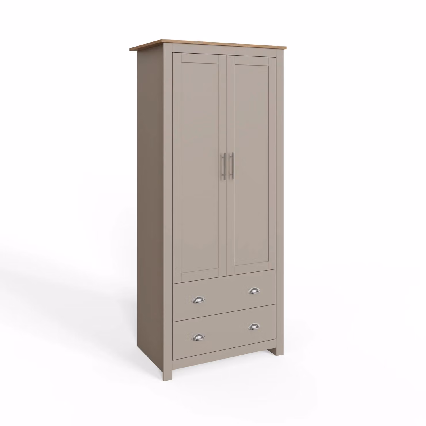 GFW Lancaster 2 Door 2 Drawer Wardrobe in Grey and Oak – 3