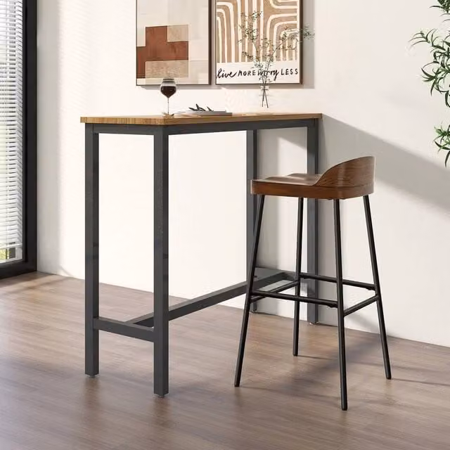 PAWNORA 2-Pack Industrial Metal Bar Stools in Brown