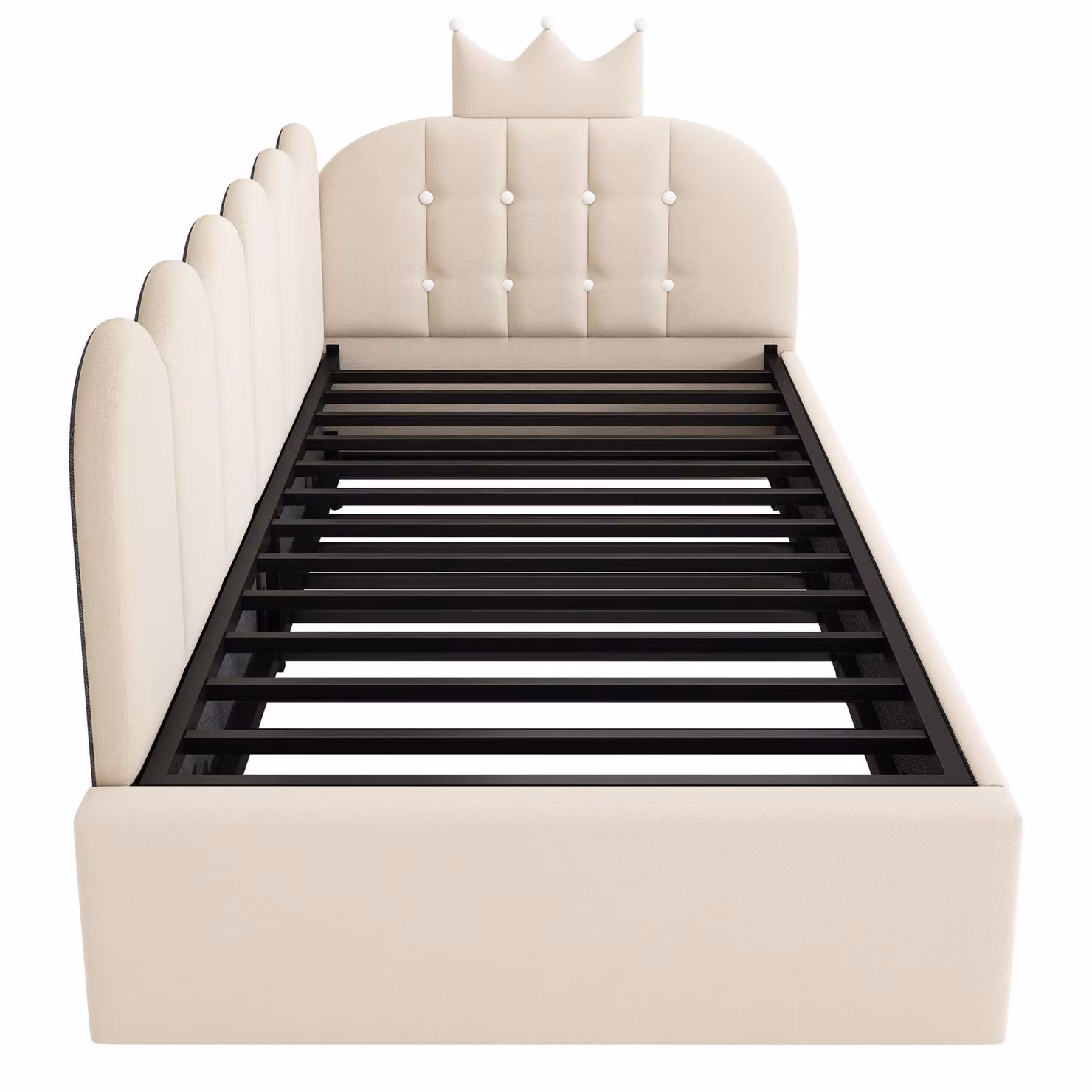Aosom UK Upholstered Daybed with Pull-Out Trundle and Sofa Bed Function, Beige, L: 194 cm, W: 98 cm, H: 95 cm – 2
