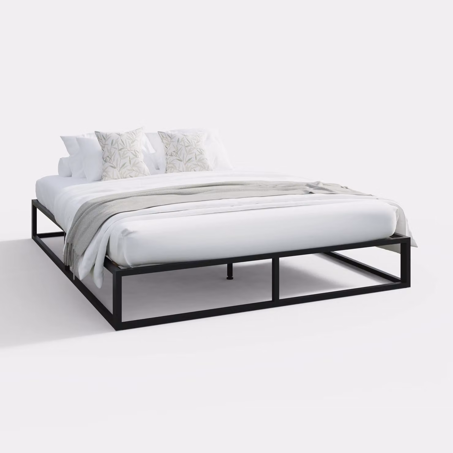 GFW Modern Metal Platform Bed Frame in Black, W/D/H: 120 x 200 cm – 3
