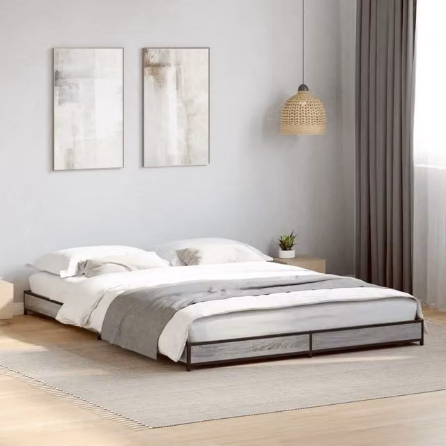 Berkfield Home Small Double Bed Frame in Grey, W/D/H: 120 x 200 cm – 1