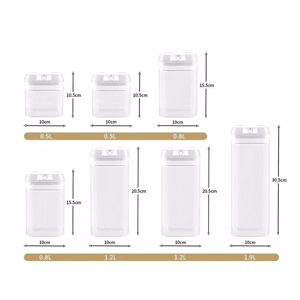 NESTLUNE Set of 7 Airtight and Leakproof Plastic Storage Jars with White Lids and Transparent Bodies – 2