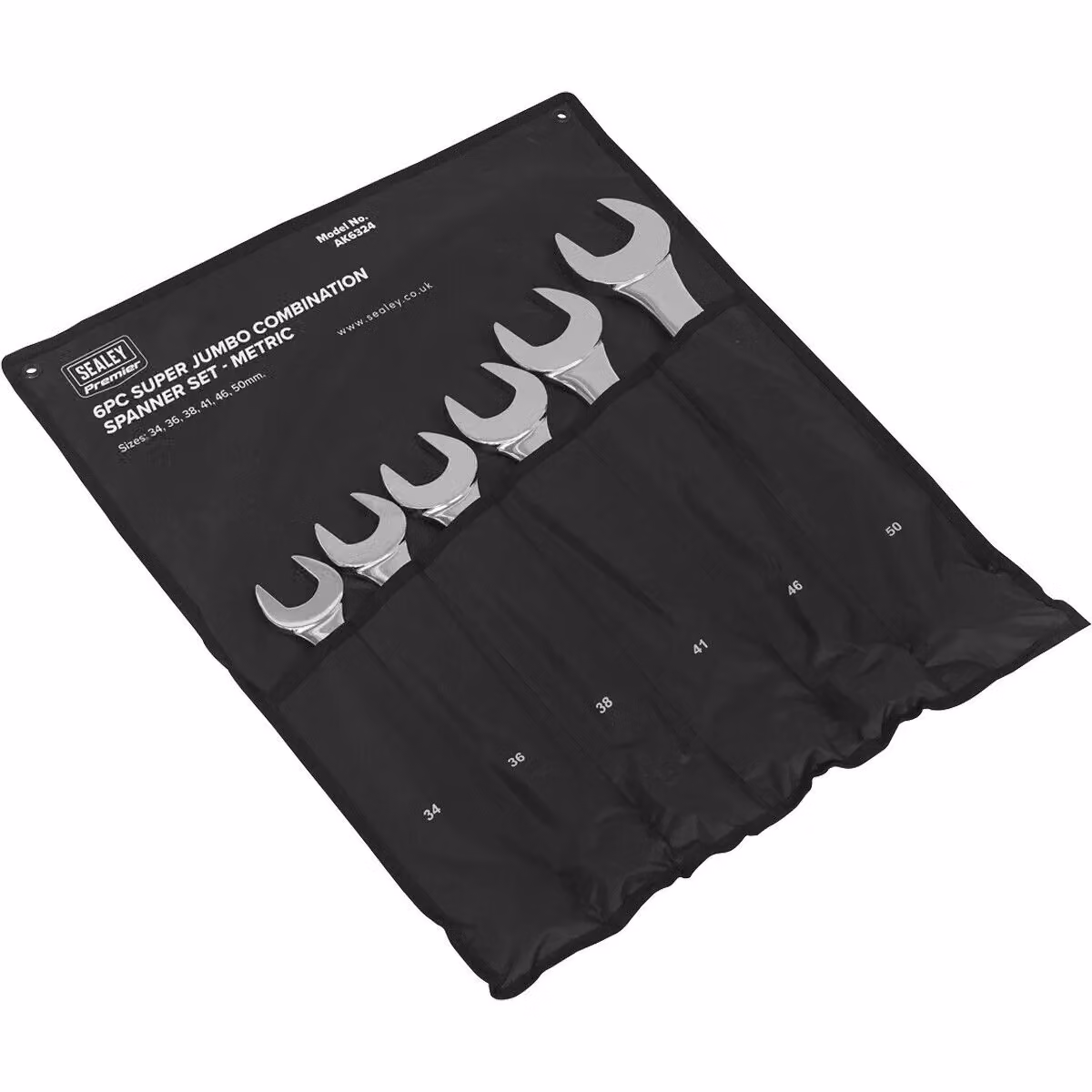 Loops 6-Piece Extra Large Combination Spanner Set, 34mm to 50mm, 12-Point Chrome Vanadium Steel, Silver and Multicolour – 4