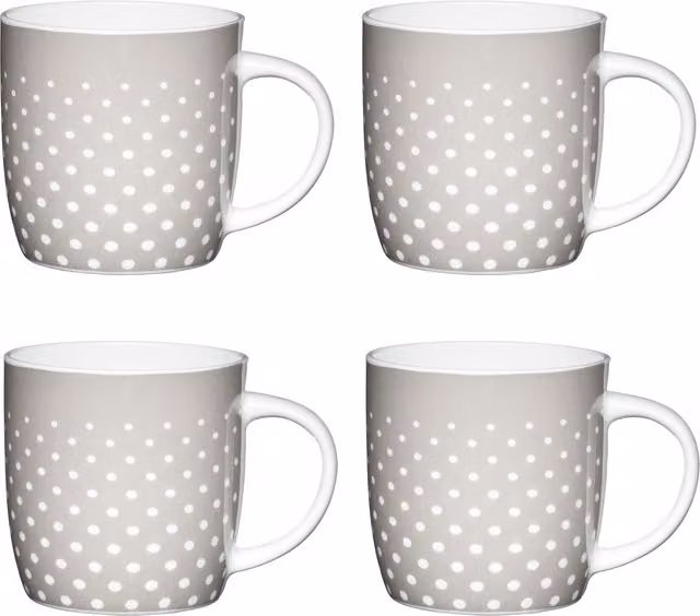 KitchenCraft Set of 4 Grey Dotted Ceramic Stoneware Mugs