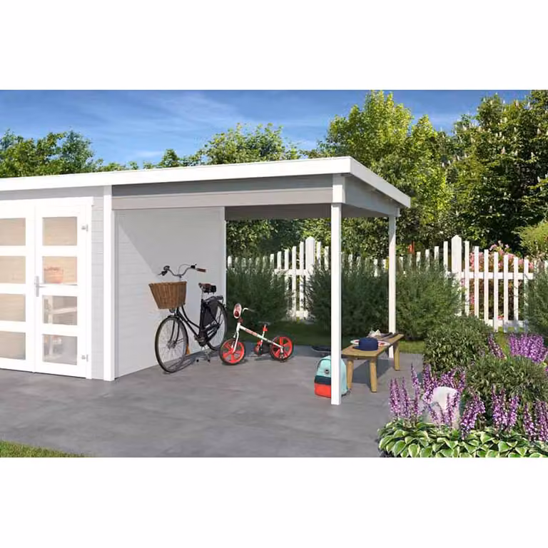 Lasita Maja Ltd Zambezi Anbau Log Cabin Garden Room Home Office in Natural, W: 250 cm, D: 250 cm, H: 211 cm