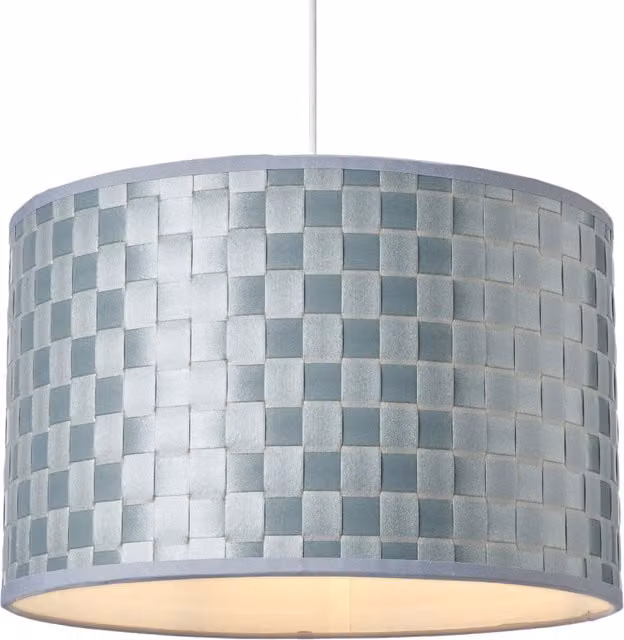 Litecraft Modern Fabric Cylinder Ceiling Light Shade in Silver and Grey