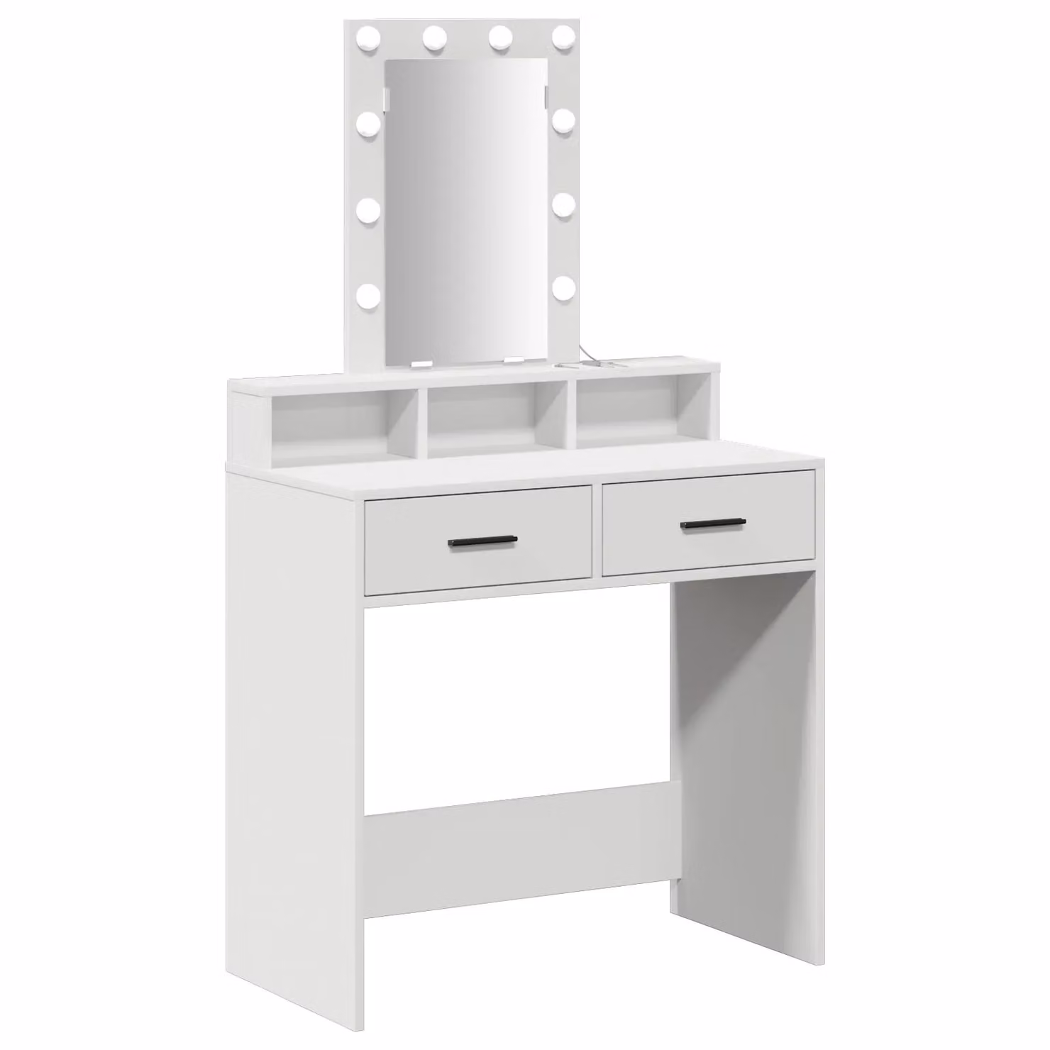 Berkfield Home Hollywood LED Dressing Table in White, W/D/H: 79 x 41 x 140 cm – 2