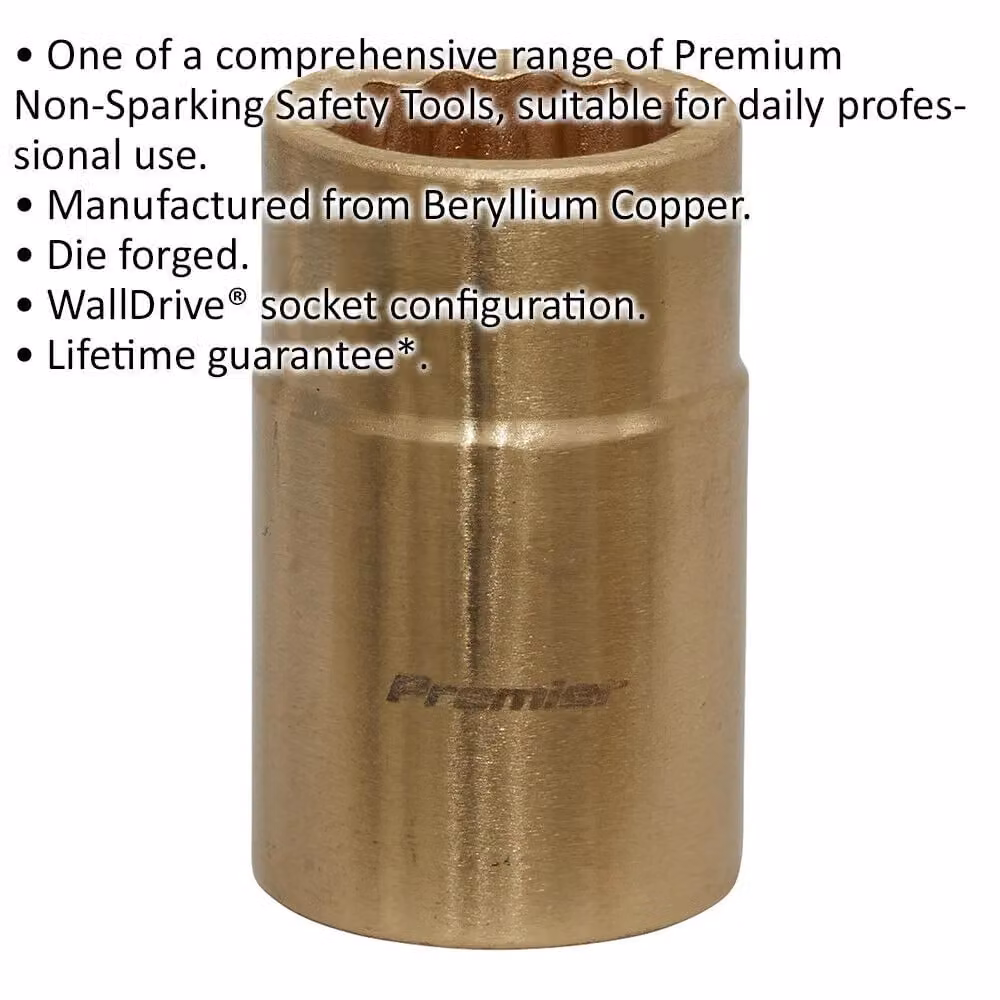 Loops 16mm Non-Sparking WallDrive Socket with 1/2 inch Square Drive in Gold Beryllium Copper – 2