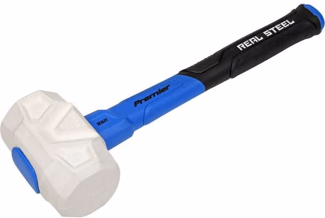 Loops 16oz Rubber Mallet with Fibreglass Shaft and Textured Grip in Clear/White – 1
