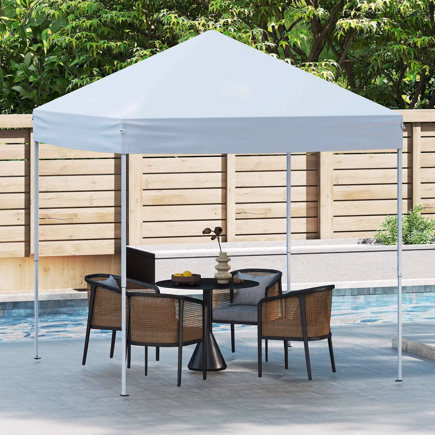 Costway Outdoor Pop-up Canopy Instant Folding Shelter with Adjustable Heights, White, W: 220 cm, D: 201 cm, H: 201 cm – 2