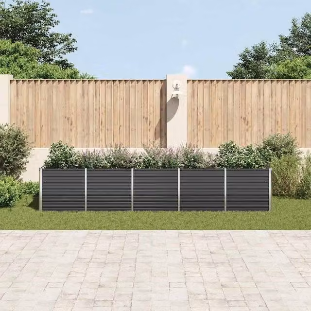 Berkfield Home Garden Galvanised Steel Raised Bed in Anthracite, W: 400 cm, D: 80 cm, H: 77 cm