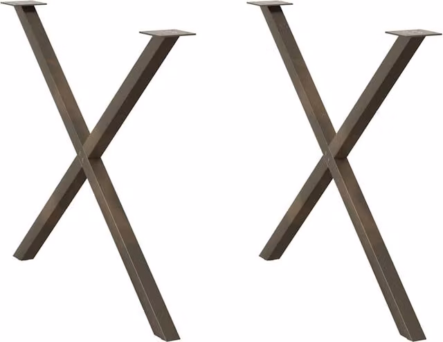 Berkfield Home X-Shaped Dining Table Legs, 2 Pieces, Brown Steel, H: 72-73 cm x W: 90 cm