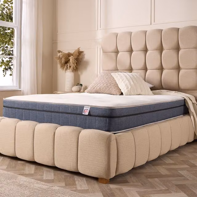 Aspire Natural Wool Bonnell Hybrid Tufted Mattress in White, W/D/H: 200 x 180 cm – 1