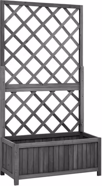 Berkfield Home Garden Trellis Planter in Black Solid Firwood, W/D/H: 70 x 30 x 135 cm