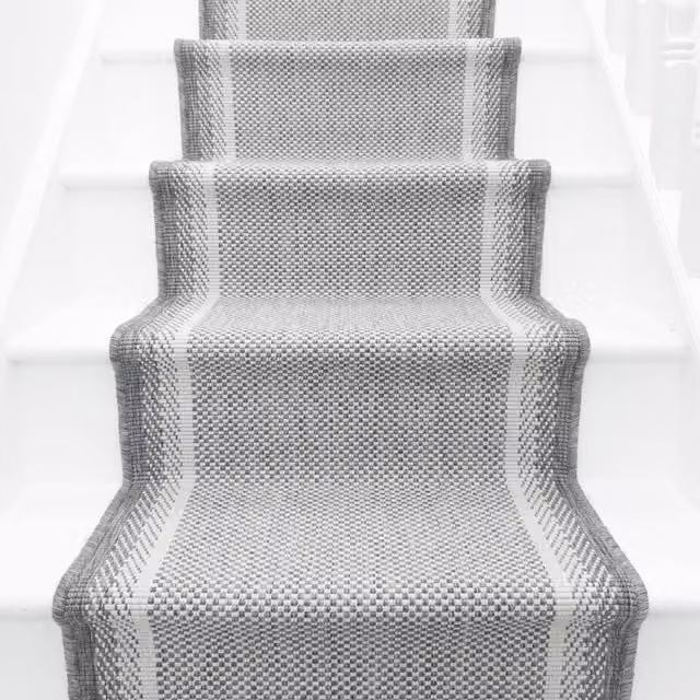 runrug Geo Reversible and Durable Stair Runner Carpet in Grey, W: 60 cm, L: 660 cm – 1