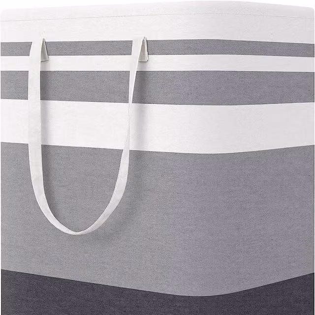 NESTLUNE 2-Piece Collapsible Fabric Laundry Basket Set with Handles in Grey – 1