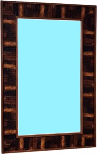 DEENZ Antique Geometric Rectangular Hanging Wall Mirror with Brown Brick Style Frame