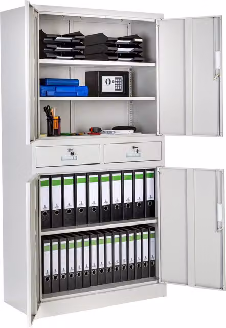 tectake Modern Metal Filing Cabinet with 2 Drawers, Grey