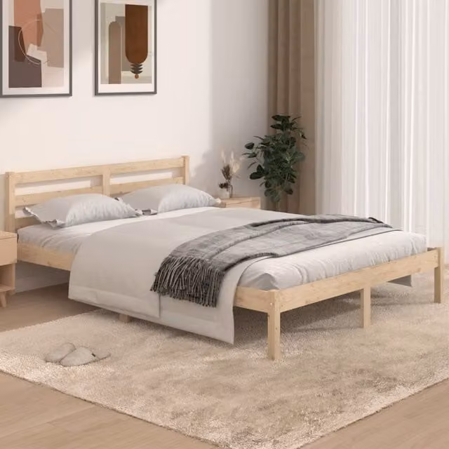 Berkfield Home Rustic Solid Wood Pine Day Bed, Brown, W: 140 cm, L: 190 cm