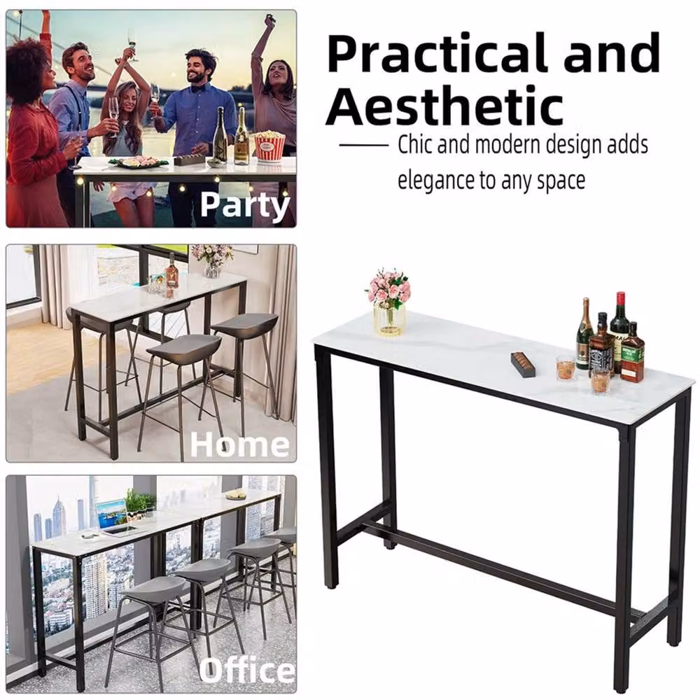 Nordara Modern Glossy Ceramic Kitchen Table in White and Multicolour Abstract Design – 4
