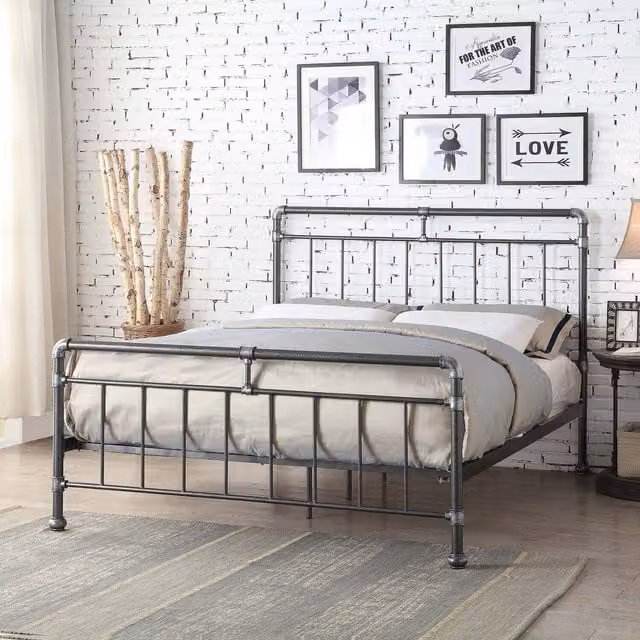 Flintshire Furniture Cilcain Double Bed in Black and Silver Metal