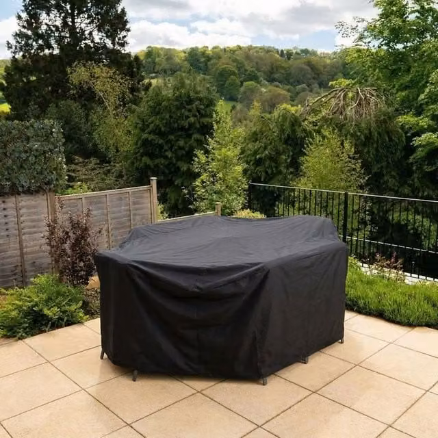 Primrose Black Premium Rectangular 6 Seater Furniture Set Cover, W: 270 cm, D: 89 cm – 1