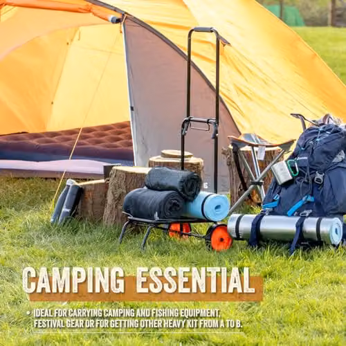 Milestone Heavy Duty Camping and Festival Trolley, Black, 50kg Capacity