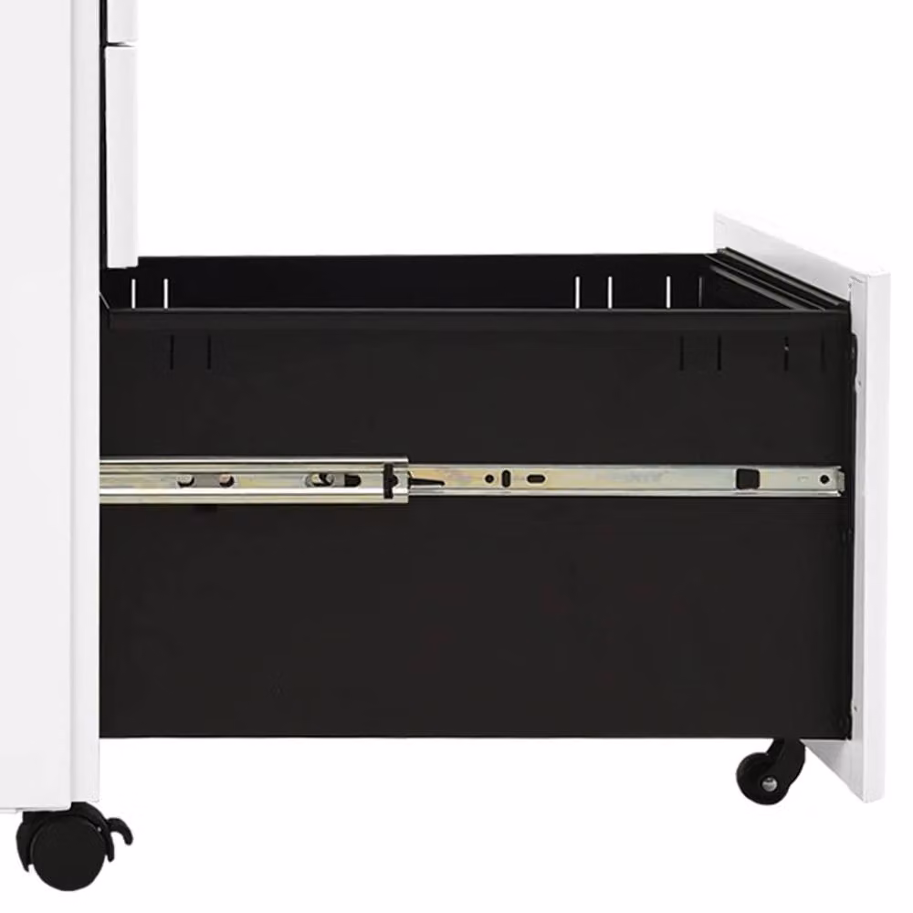 Berkfield Home Mobile File Cabinet in White Metal with Lock and Castors, W/D/H: 30 x 45 x 59 cm – 2