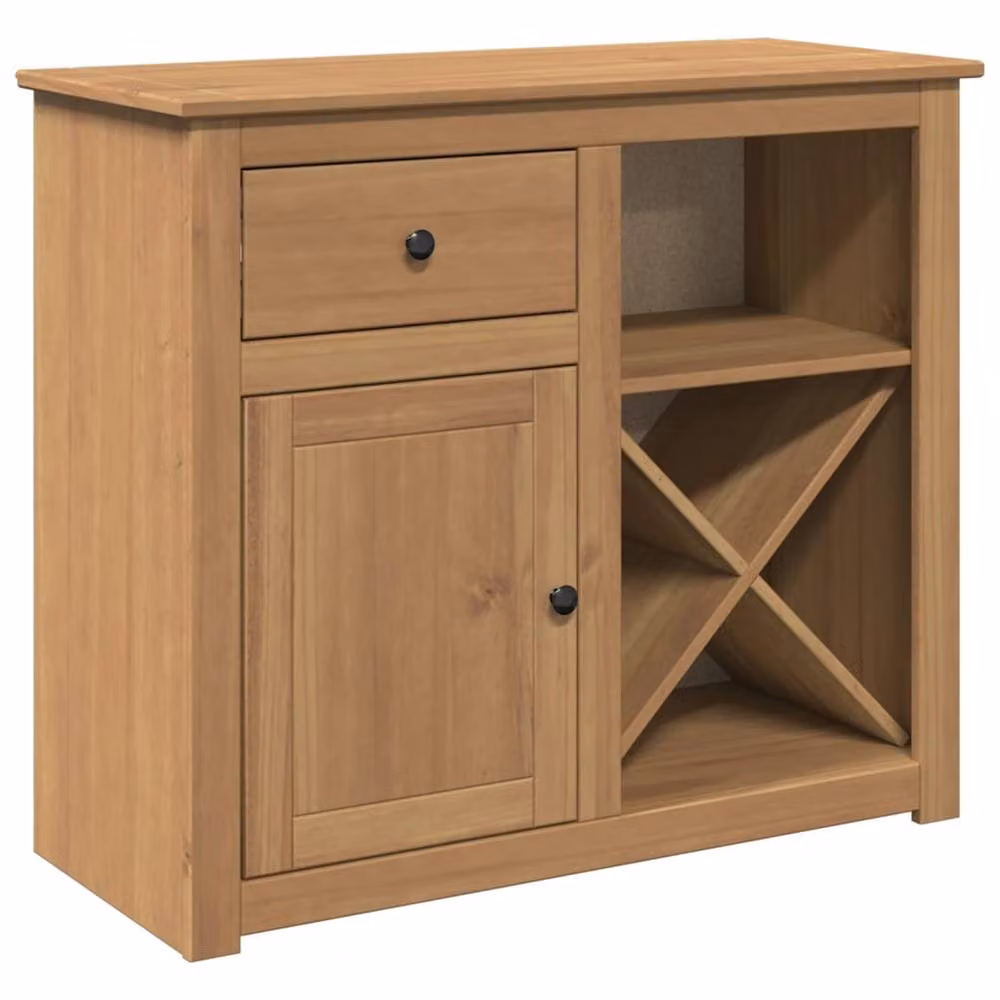 Berkfield Home Panama Sideboard with Drawer in Brown Waxed Solid Pine Wood, W/D/H: 93 x 40 x 80 cm – 3