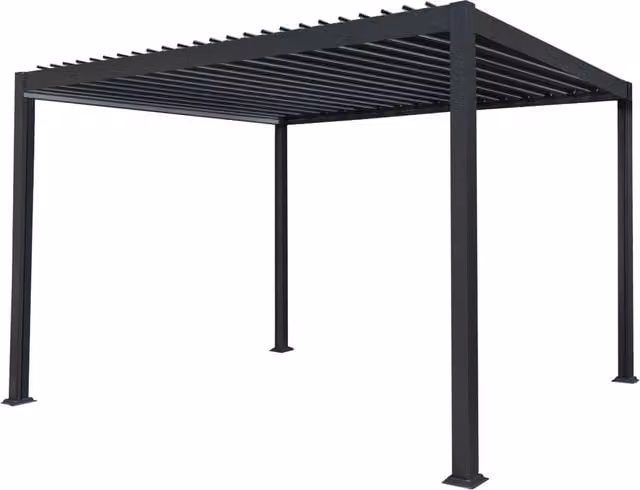 Monster Shop Modern Grey Aluminium Garden Pergola W: 300 cm, D: 390 cm