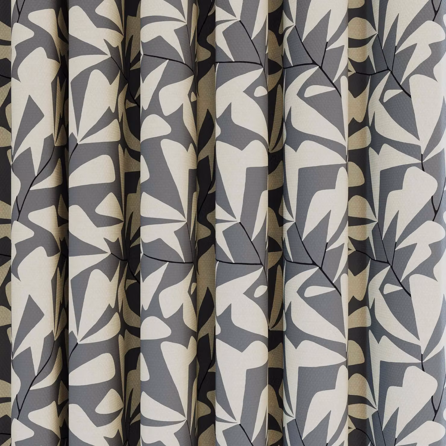 Helena Springfield Simply Scandi Leni Lined Floral Curtains, Beige and Grey, W/H: 228.6 x 228.6 cm – 2