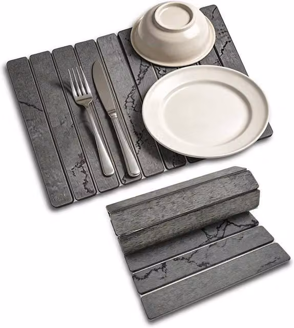 Resmo Super Absorbent Quick-Dry Non-Slip Diatomaceous Earth Drying Mat, White/Grey, W: 40 cm, D: 30 cm
