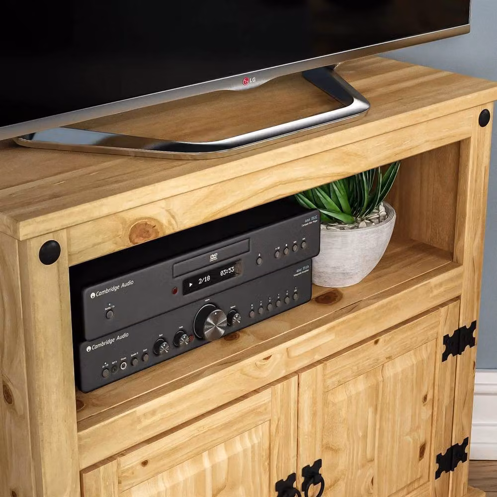 Havendro Rustic Solid Pine Corner TV Unit Cabinet in Brown – 3