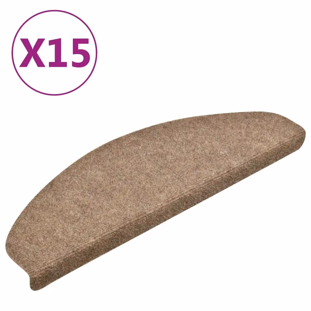 Berkfield Home Self-adhesive Stair Mats, 15 Pieces, Cream, W: 65 cm, D: 21 cm, H: 4 cm – 2