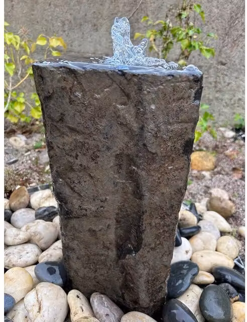 Buttercup Farm Basalt Fountain Water Feature with Pump in Brown, W: 30 cm, H: 70 cm