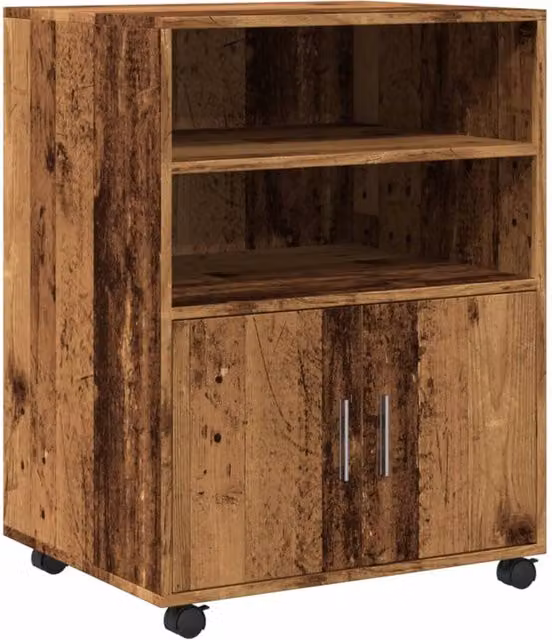 Berkfield Home Rolling Cabinet in Old Wood Brown, W/D/H: 60 x 48 x 81 cm