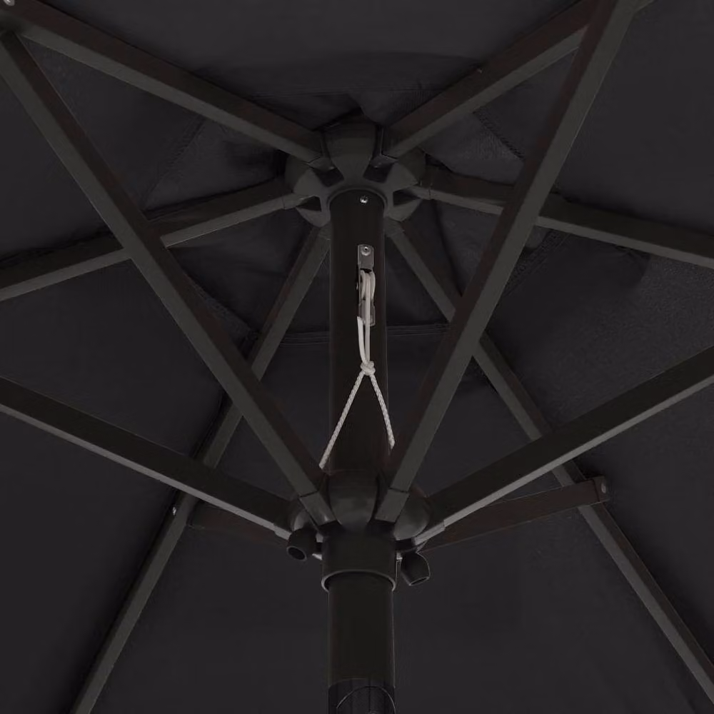 Berkfield Home Black Aluminium Parasol with LED Lights, W/D/H: 200 x 200 x 211 cm – 2