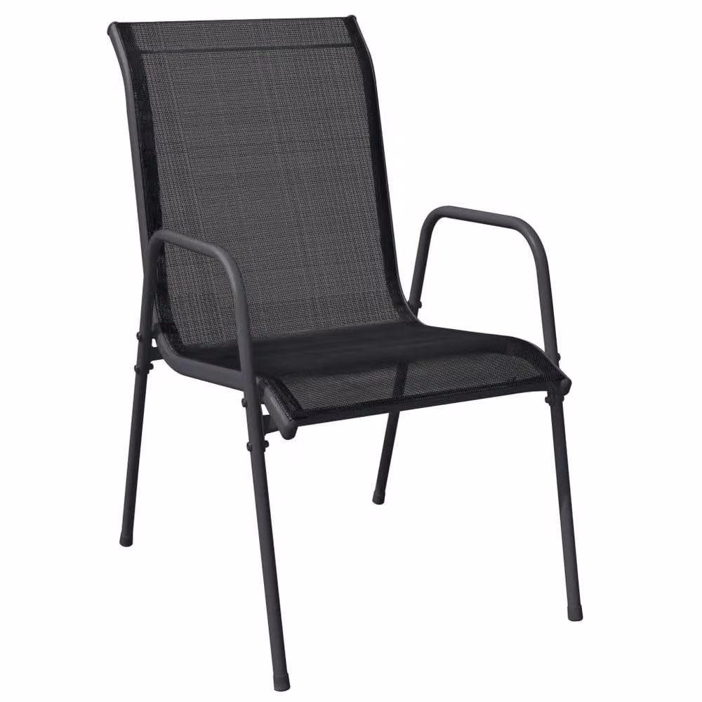 Berkfield Home 5 Piece Garden Dining Set in Black Steel and Textilene – 3