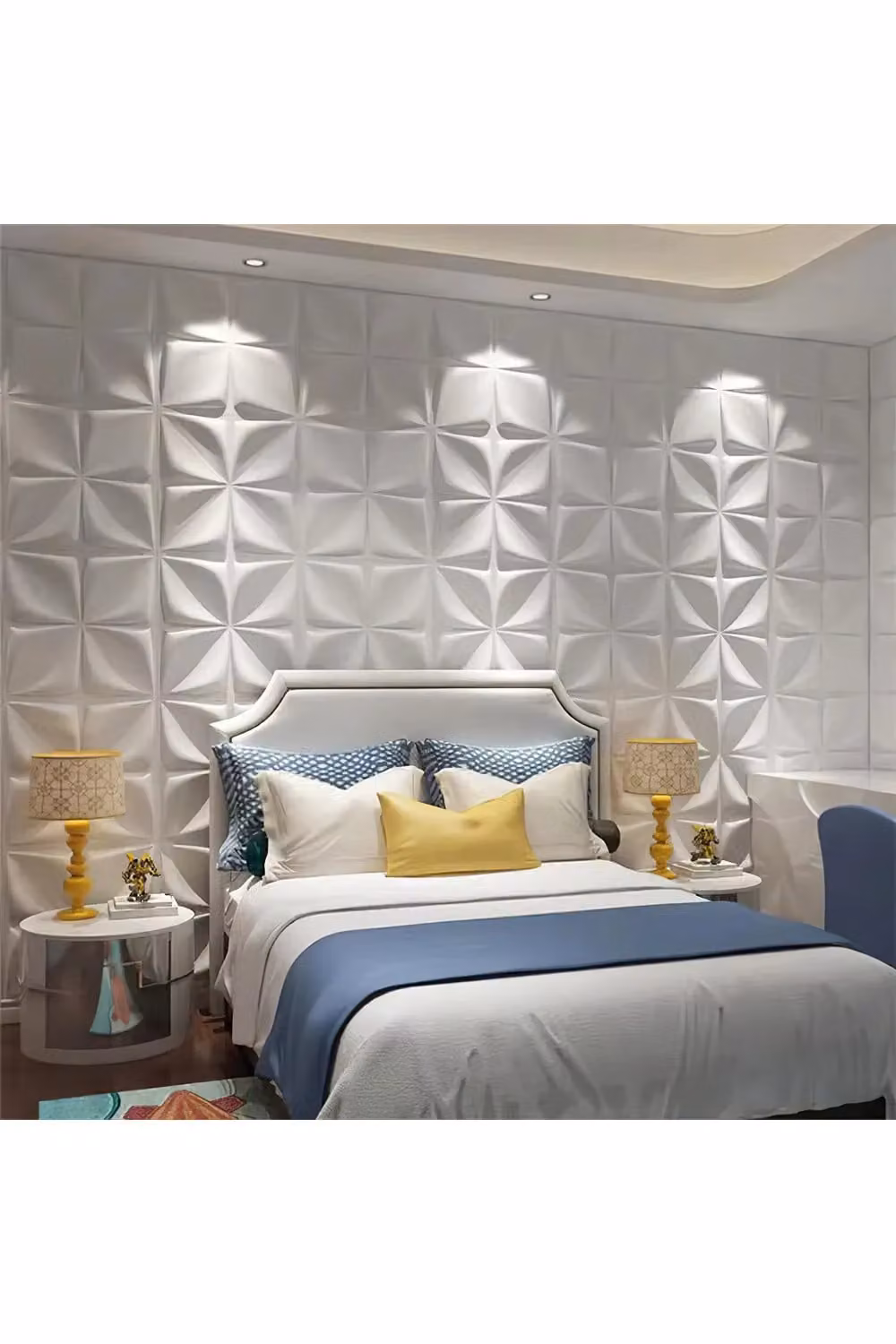 Living and Home 12 Pack White PVC 3D Diamond Geometric Decorative Wall Panels – 2