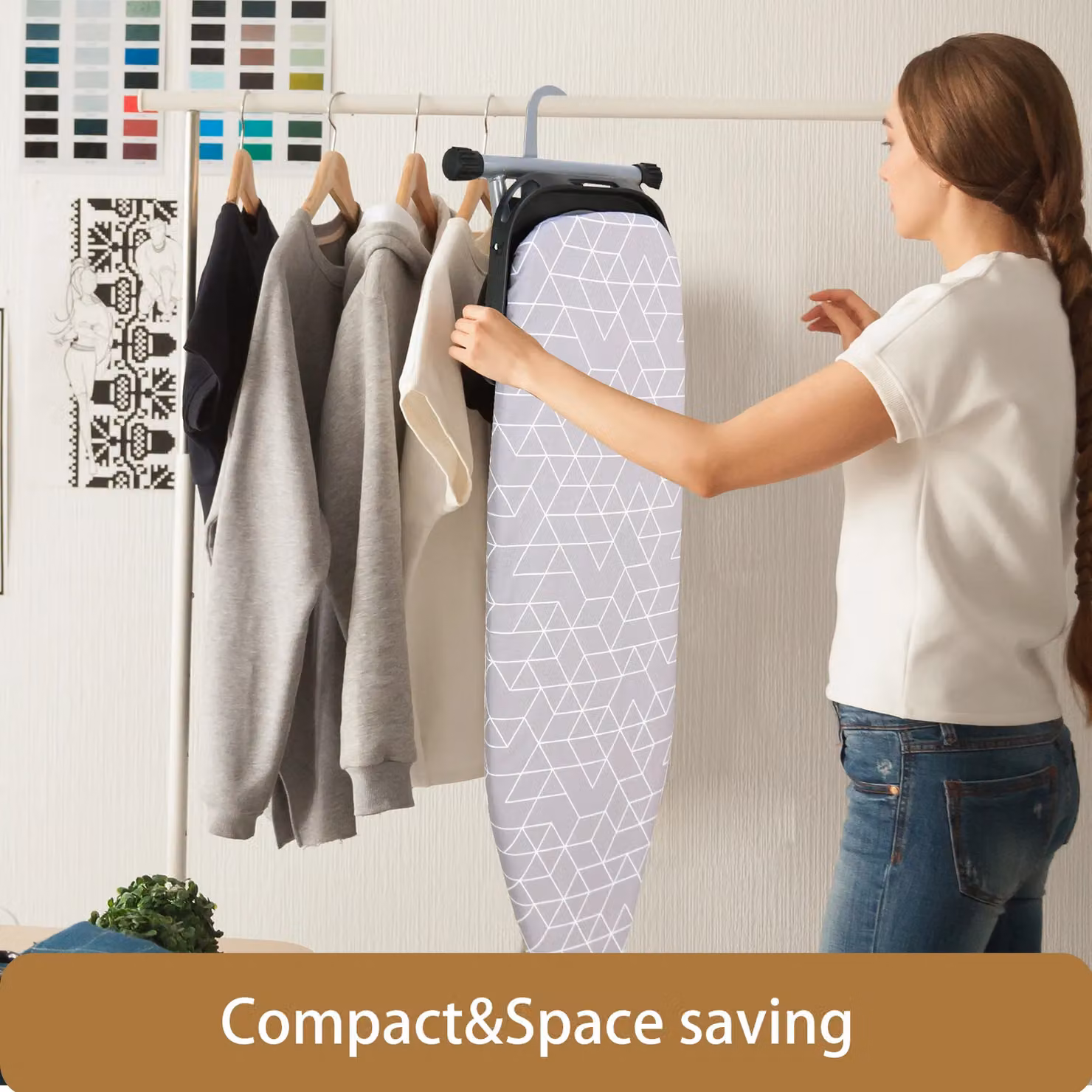 Xample Lightweight Foldable and Height Adjustable Ironing Board in Grey, W: 120 cm, D: 40 cm, H: 84 cm – 3