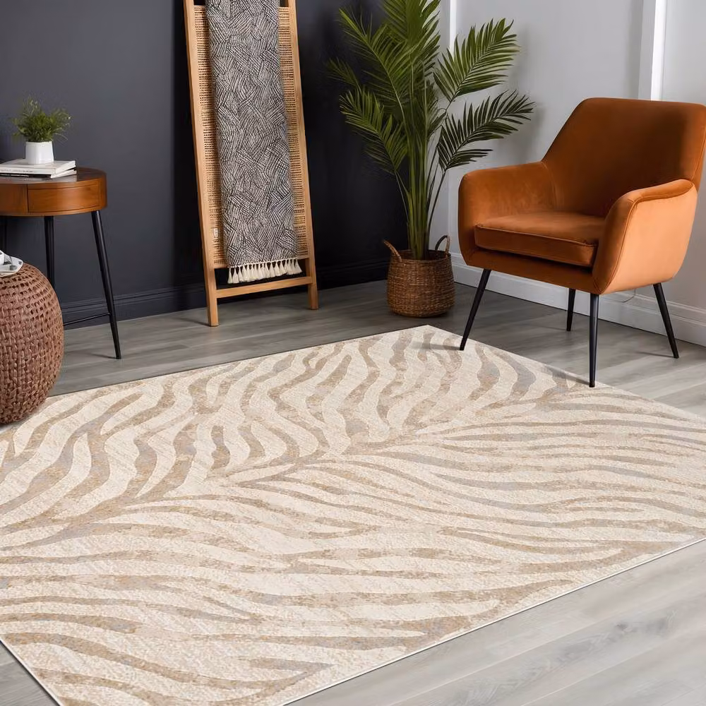 Livabliss Boho Zebra Animal Print Rug in Grey, Beige and Yellow, W: 80 cm, L: 150 cm – 4