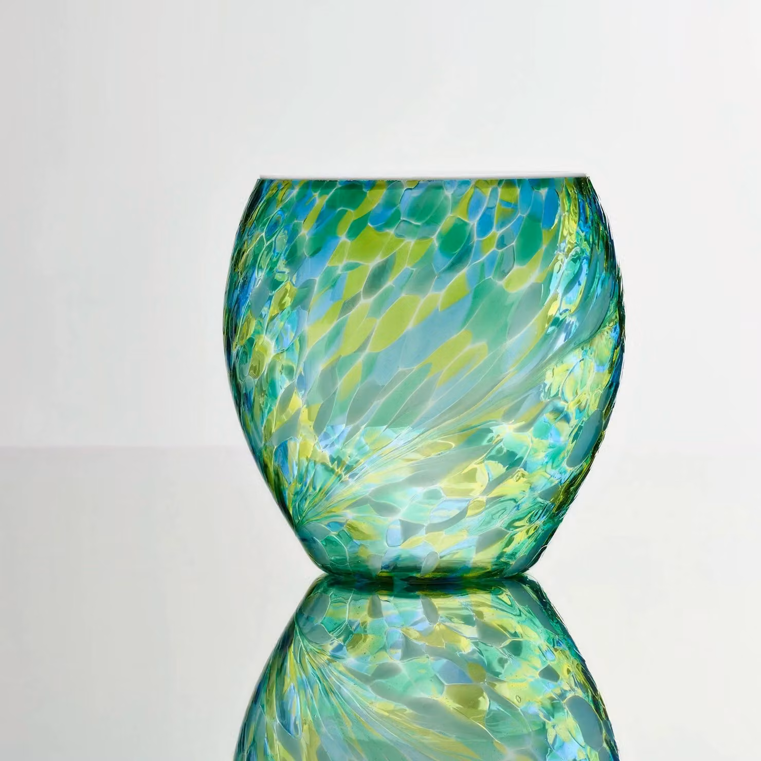 Sienna Glass Abstract Self Watering Tabletop Plant Pot in Green and Blue – 2