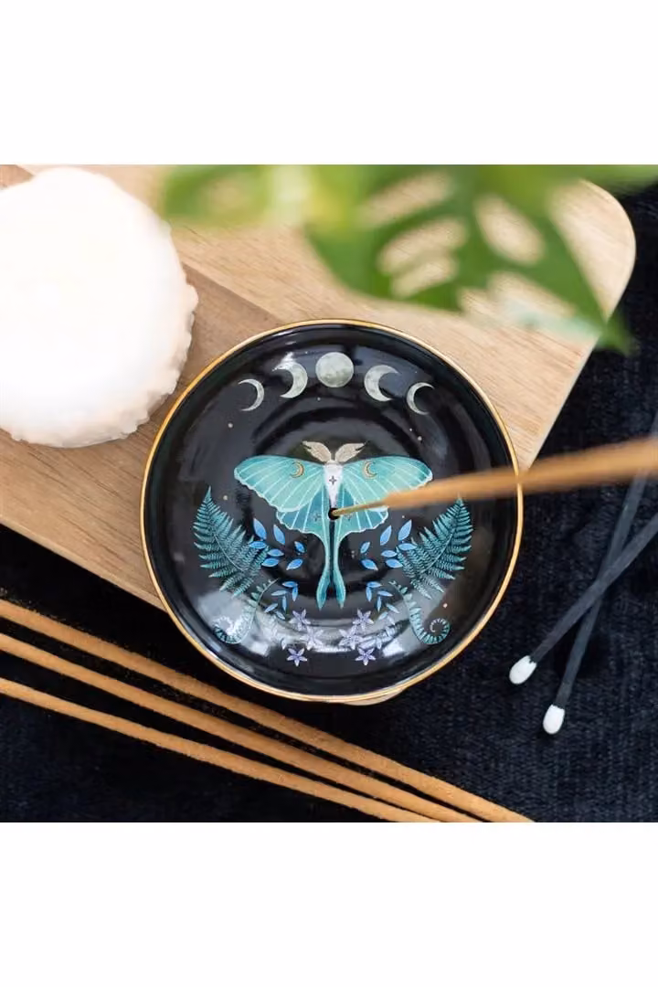 KDMD Luna Moth Ceramic Incense Plate in Black – 3