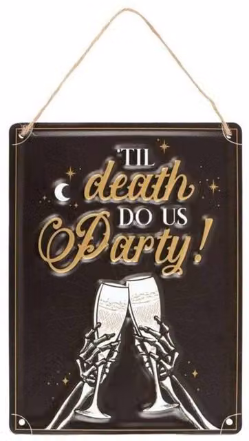 KDMD Til Death Do Us Party Champagne Hanging Metal Sign in Brown – 5