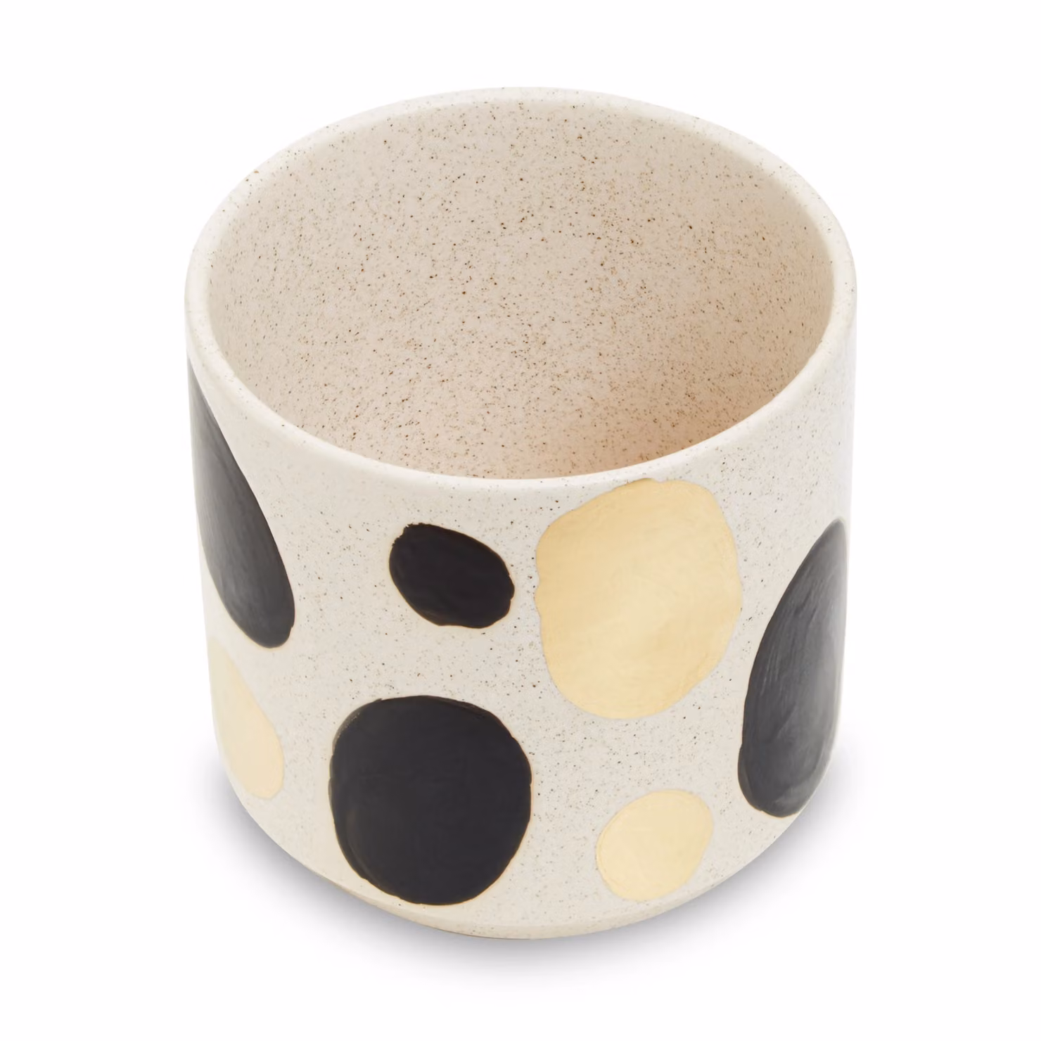 Orsina Speckled White Ceramic Planter, Modern Round Tabletop Pot – 2