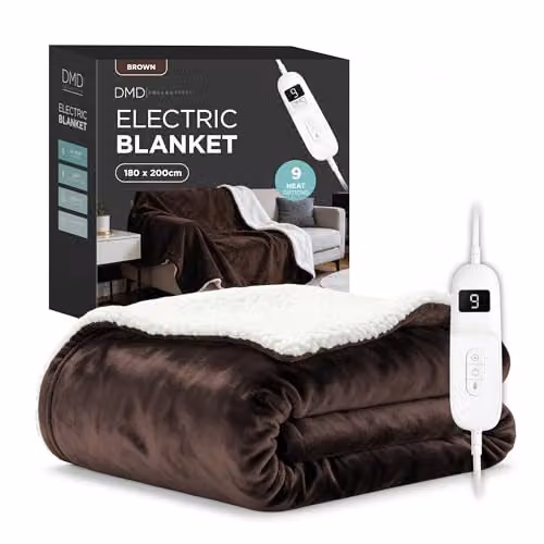 DMD Collective Brown Fleece and Sherpa Electric Heated Blanket Throw, W/D/H: 180 x 200 cm – 8